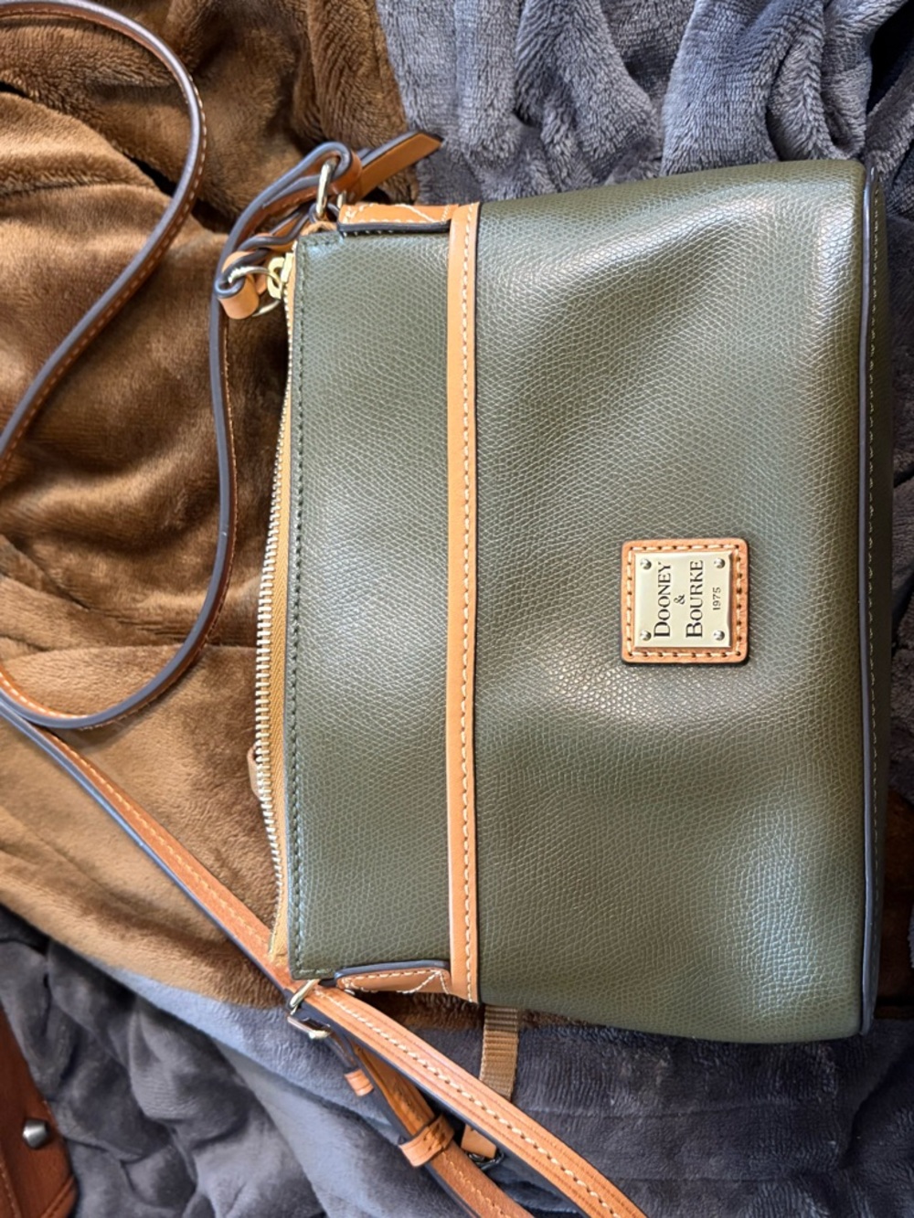 Dooney & Bourke Olive and Tan Leather Crossbody